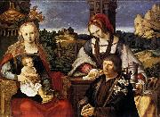 Lucas van Leyden Virgin and Child with Mary Magdalen and a donor oil on canvas